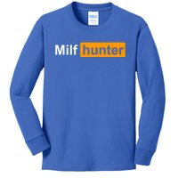 Milf Hunter Funny Adult Humor Joke Who Love Milfs Great Gift Kids Long Sleeve Shirt