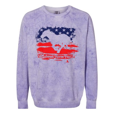 Midwest Horse Fair Redwhiteblue Flag Colorblast Crewneck Sweatshirt