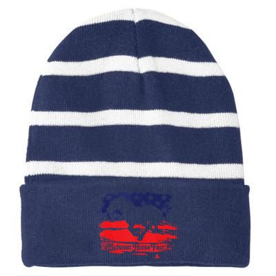 Midwest Horse Fair Redwhiteblue Flag Striped Beanie with Solid Band