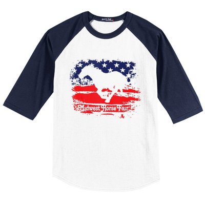 Midwest Horse Fair Redwhiteblue Flag Baseball Sleeve Shirt