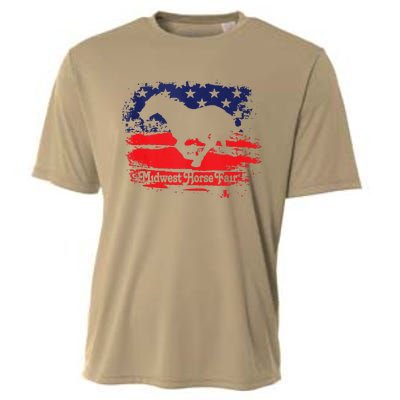 Midwest Horse Fair Redwhiteblue Flag Cooling Performance Crew T-Shirt