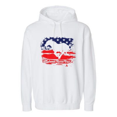 Midwest Horse Fair Redwhiteblue Flag Garment-Dyed Fleece Hoodie