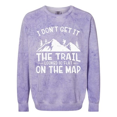 Mountain Hiking Funny The Trail Looked So Flat On The Map Colorblast Crewneck Sweatshirt