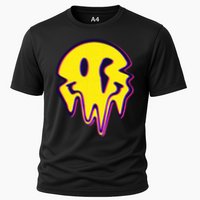 Melting Happy Face Smiley Trippy Acid Cooling Performance Crew T-Shirt