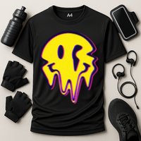 Melting Happy Face Smiley Trippy Acid Cooling Performance Crew T-Shirt