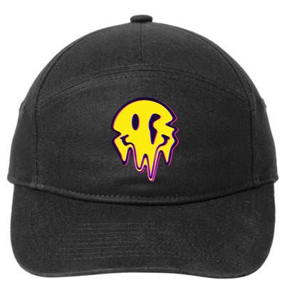 Melting Happy Face Smiley Trippy Acid 7-Panel Snapback Hat