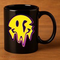Melting Happy Face Smiley Trippy Acid 11oz C Handle Ceramic Mug