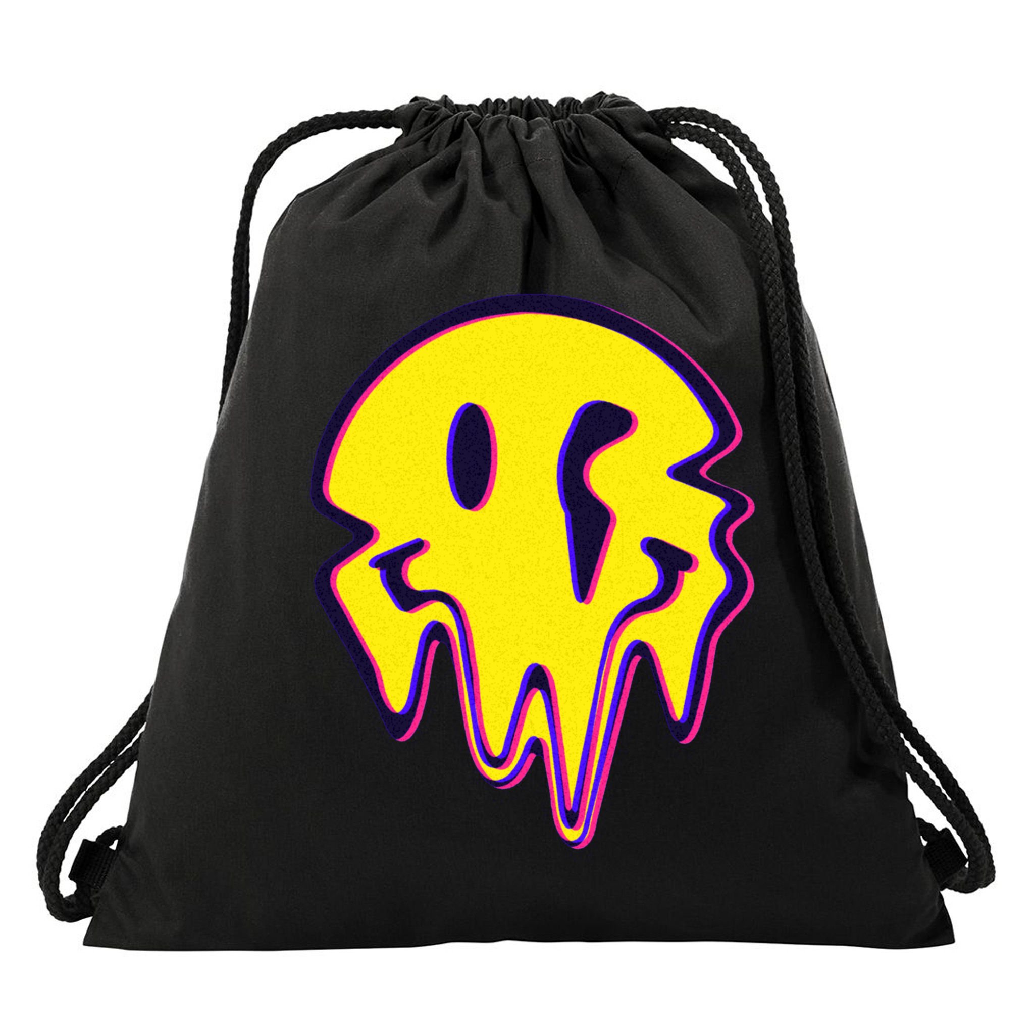 Melting Happy Face Smiley Trippy Acid Drawstring Bag