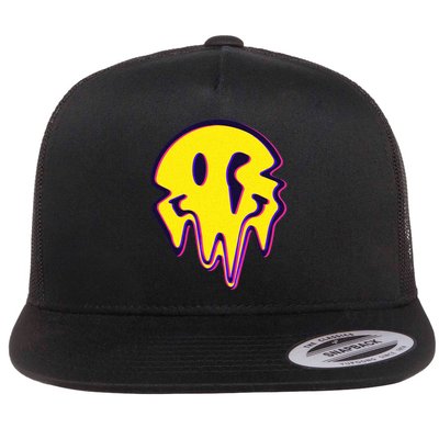 Melting Happy Face Smiley Trippy Acid Flatbill Hat