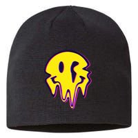 Melting Happy Face Smiley Trippy Acid Sustainable Beanie
