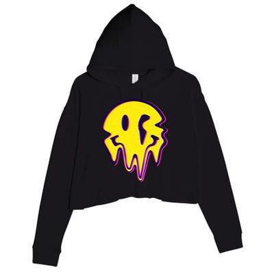 Melting Happy Face Smiley Trippy Acid Crop Fleece Hoodie