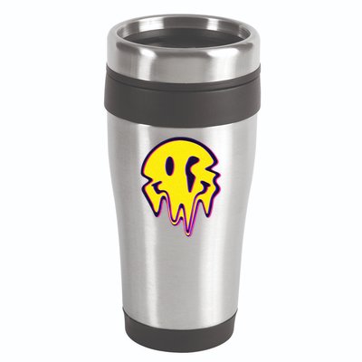 Melting Happy Face Smiley Trippy Acid 16oz Travel Tumbler