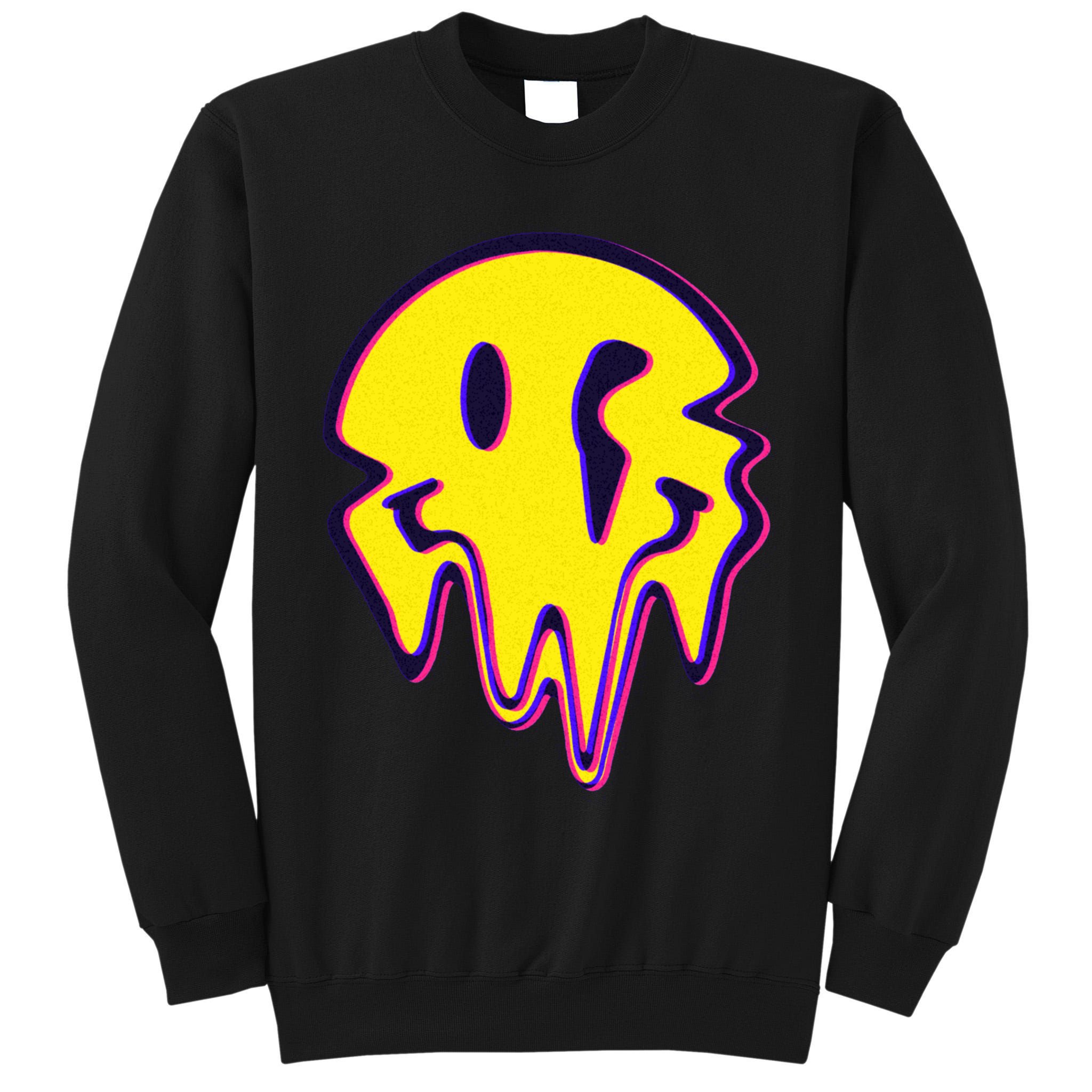Melting Happy Face Smiley Trippy Acid Tall Sweatshirt