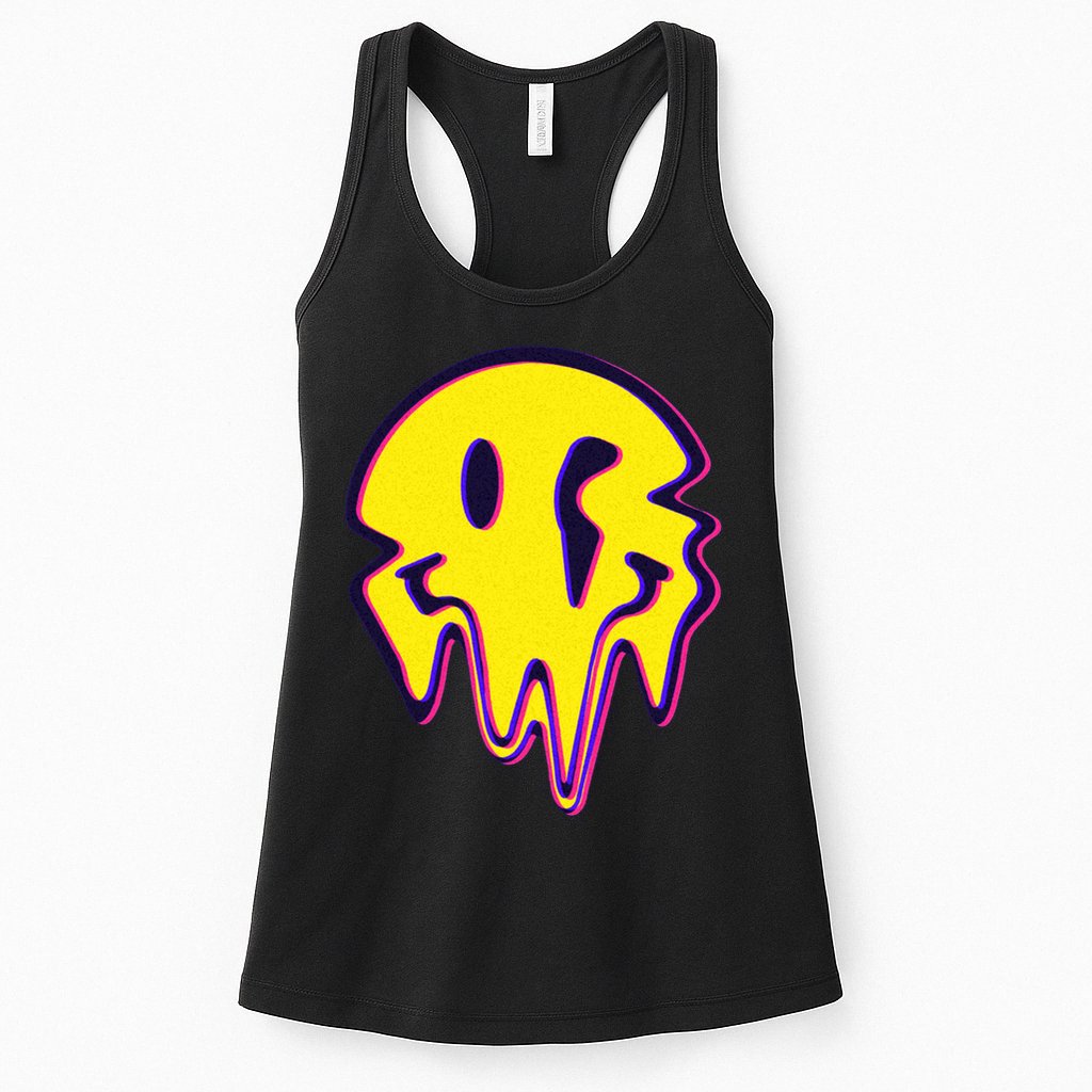 Melting Happy Face Smiley Trippy Acid Womens Tank Top