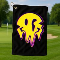Melting Happy Face Smiley Trippy Acid Golf Towel