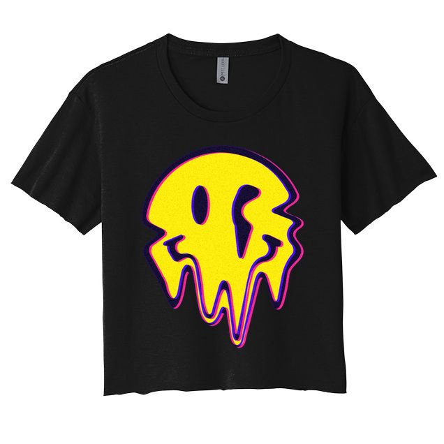 Melting Happy Face Smiley Trippy Acid Crop Top