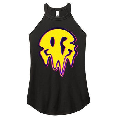 Melting Happy Face Smiley Trippy Acid Women's Perfect Tri Rocker Tank
