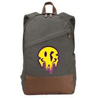 Melting Happy Face Smiley Trippy Acid Cotton Canvas Backpack