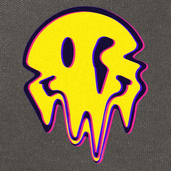 Melting Happy Face Smiley Trippy Acid Cotton Canvas Backpack