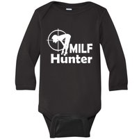 MILF Hunter | Funny Adult Humor Joke For Men Who Love Milfs Baby Long Sleeve Bodysuit