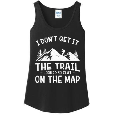 Mountain Hiking Funny The Trail Looked So Flat On The Map Ladies Essential Tank