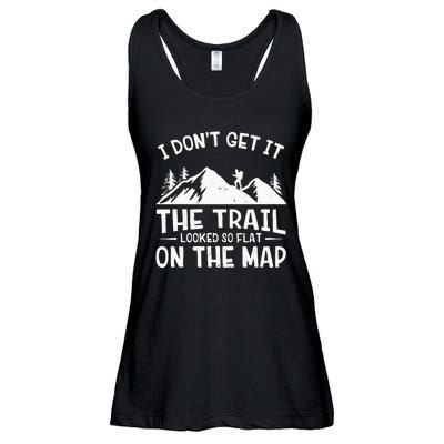 Mountain Hiking Funny The Trail Looked So Flat On The Map Ladies Essential Flowy Tank