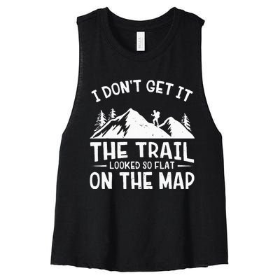 Mountain Hiking Funny The Trail Looked So Flat On The Map Women's Racerback Cropped Tank