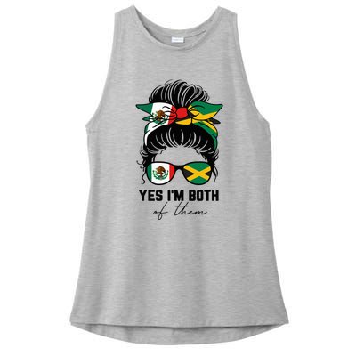 MexicanJamaican Heritage Flag Ladies PosiCharge Tri-Blend Wicking Tank