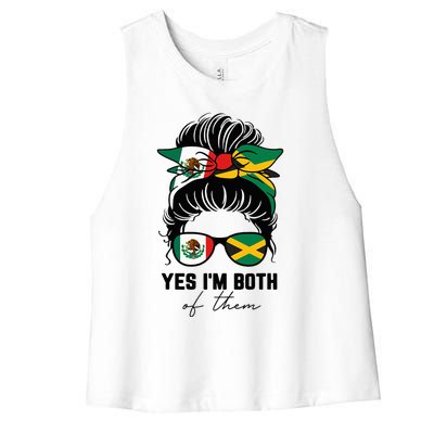 MexicanJamaican Heritage Flag Women's Racerback Cropped Tank