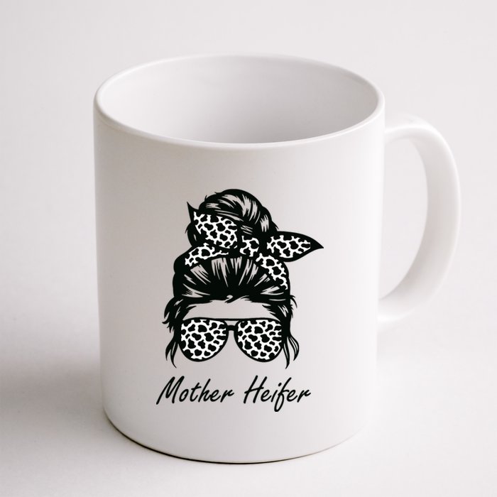 Mother Heifer Farmer Mom Cow Messy Bun Hair Bandana Cow Coffee Mug