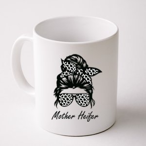 Mother Heifer Farmer Mom Cow Messy Bun Hair Bandana Cow Coffee Mug