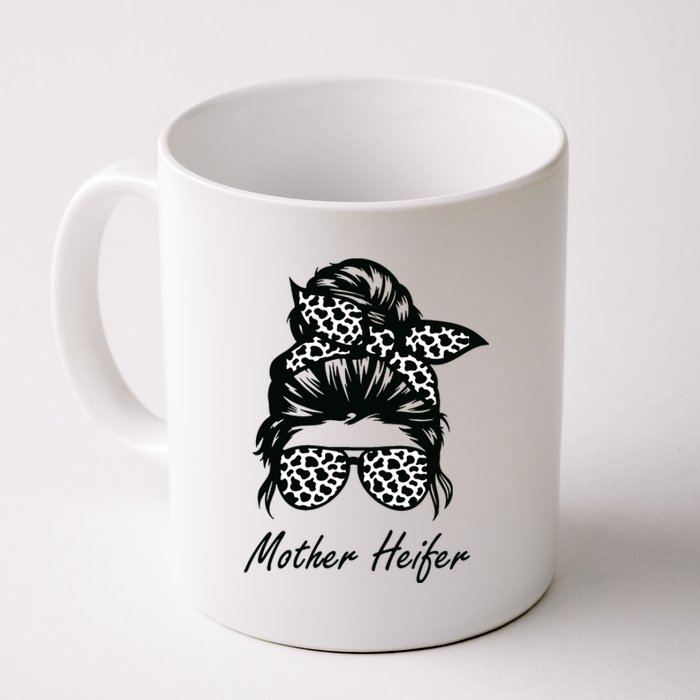 Mother Heifer Farmer Mom Cow Messy Bun Hair Bandana Cow Coffee Mug