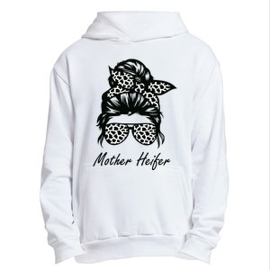 Mother Heifer Farmer Mom Cow Messy Bun Hair Bandana Cow Urban Pullover Hoodie