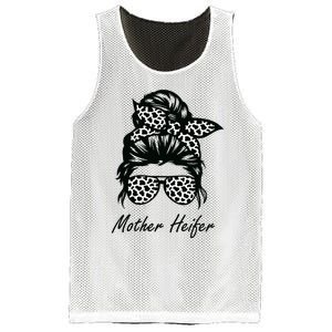 Mother Heifer Farmer Mom Cow Messy Bun Hair Bandana Cow Mesh Reversible Basketball Jersey Tank