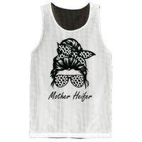 Mother Heifer Farmer Mom Cow Messy Bun Hair Bandana Cow Mesh Reversible Basketball Jersey Tank