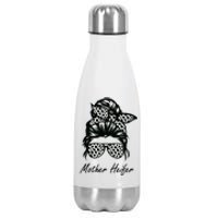 Mother Heifer Farmer Mom Cow Messy Bun Hair Bandana Cow Stainless Steel Insulated Water Bottle