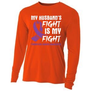 My Husband's Fight Is My Fight Pancreatic Cancer Awareness Cute Gift Cooling Performance Long Sleeve Crew