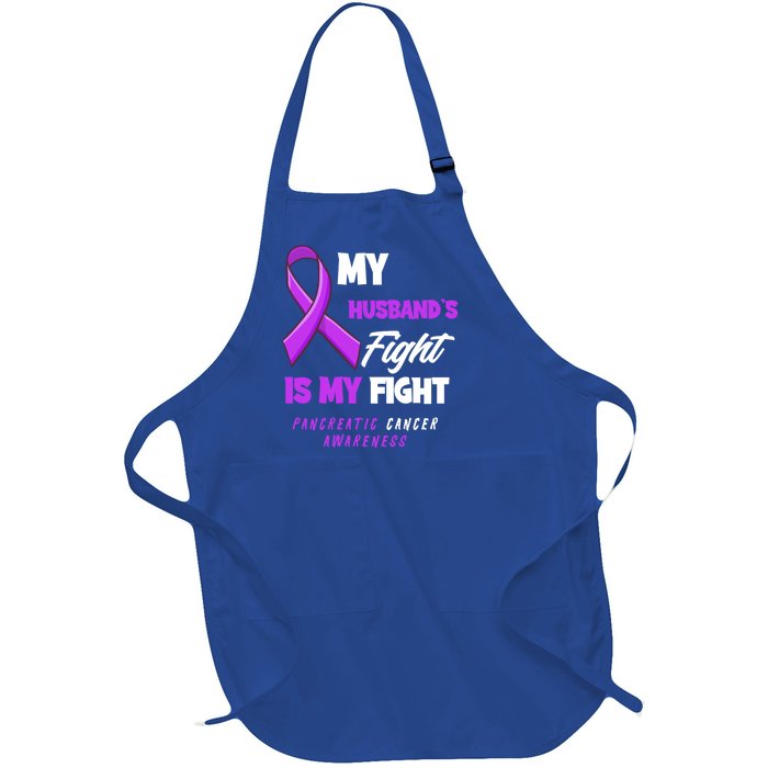 My Husband's Fight Is My Fight Pancreatic Cancer Awareness Gift Full-Length Apron With Pockets