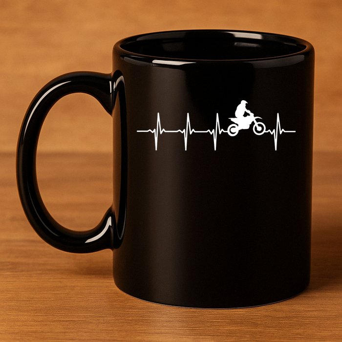 Motocross Heartbeat For Bikers 11oz C Handle Ceramic Mug