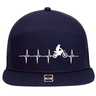 Motocross Heartbeat For Bikers 7 Panel Mesh Trucker Snapback Hat
