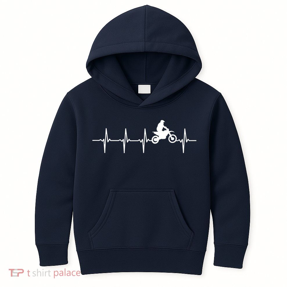 Motocross Heartbeat For Bikers Kids Hoodie
