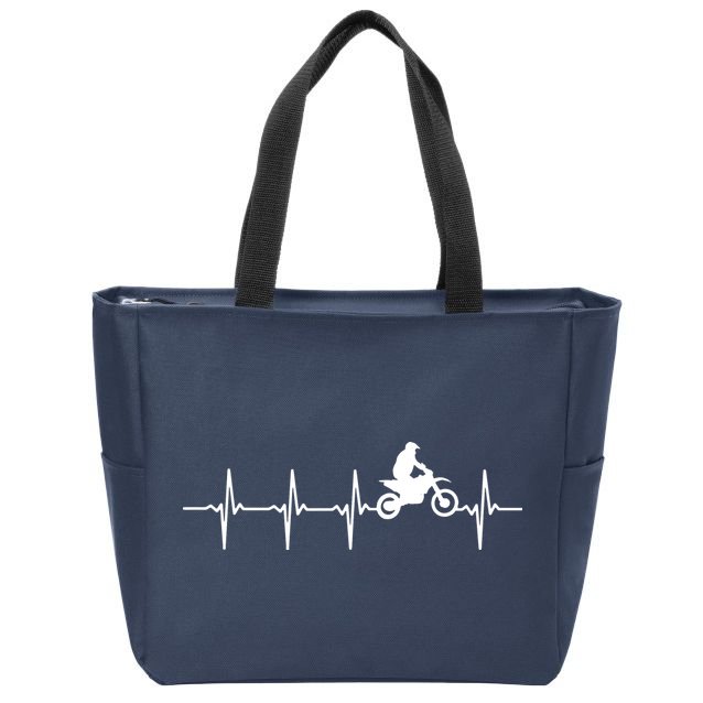 Motocross Heartbeat For Bikers Zip Tote Bag