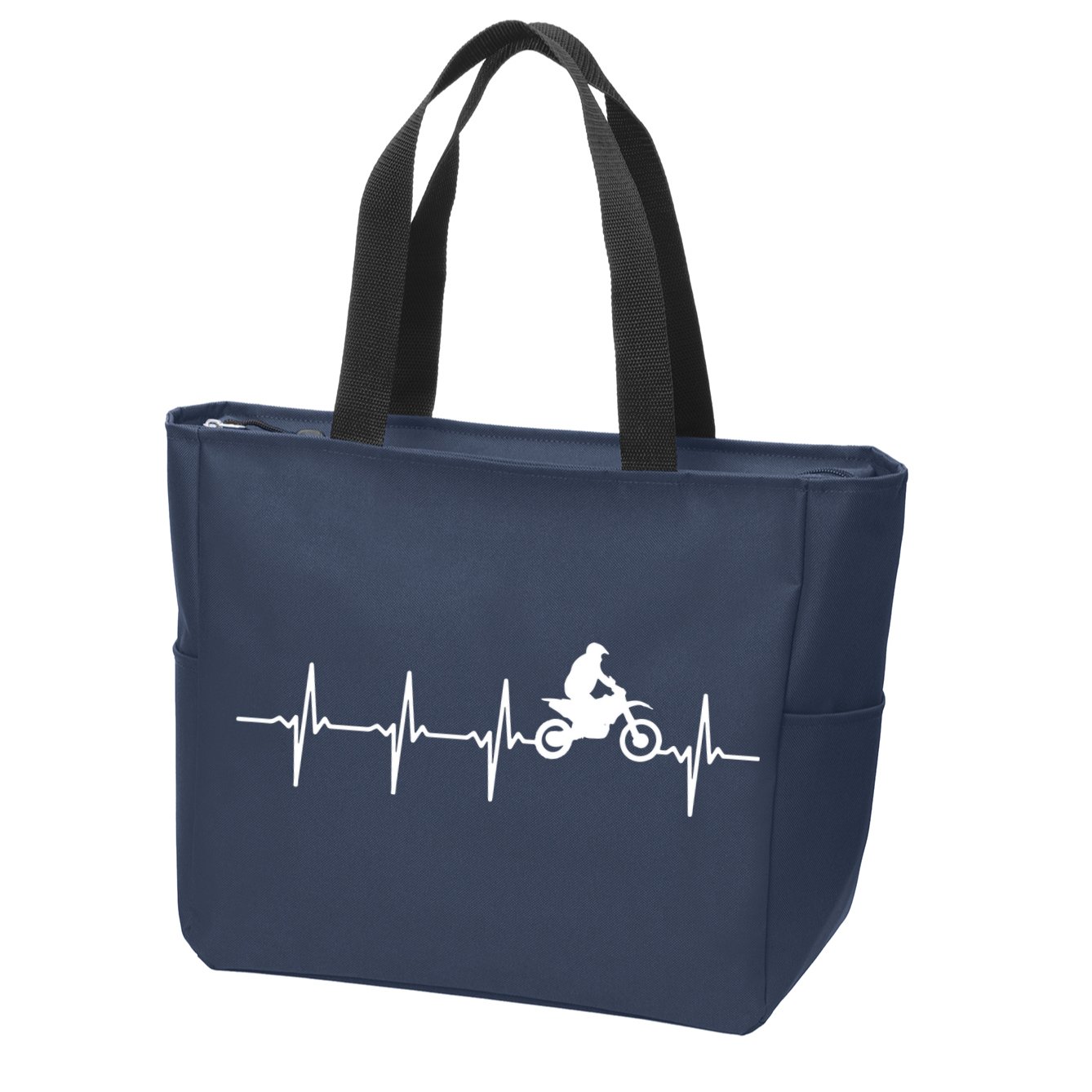 Motocross Heartbeat For Bikers Zip Tote Bag