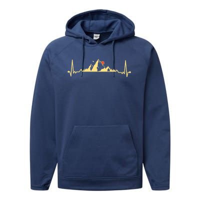 Mountain Heartbeat Fun Snowboarding And Skiing Tees Meaningful Gift Performance Fleece Hoodie