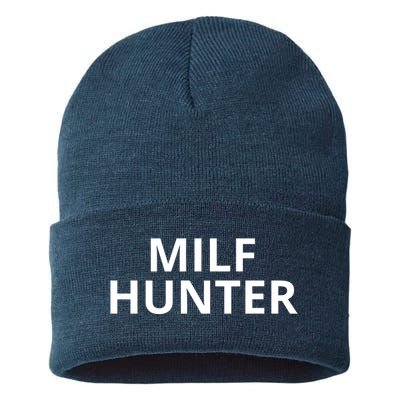 Milf Hunter Funny Adult Humor Gift Sustainable Knit Beanie