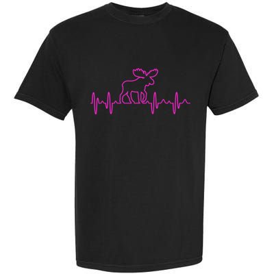 Moose Heartbeat For Moose Lovers Reindeer Stag Antler Gift Garment-Dyed Heavyweight T-Shirt