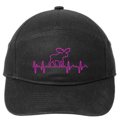 Moose Heartbeat For Moose Lovers Reindeer Stag Antler Gift 7-Panel Snapback Hat