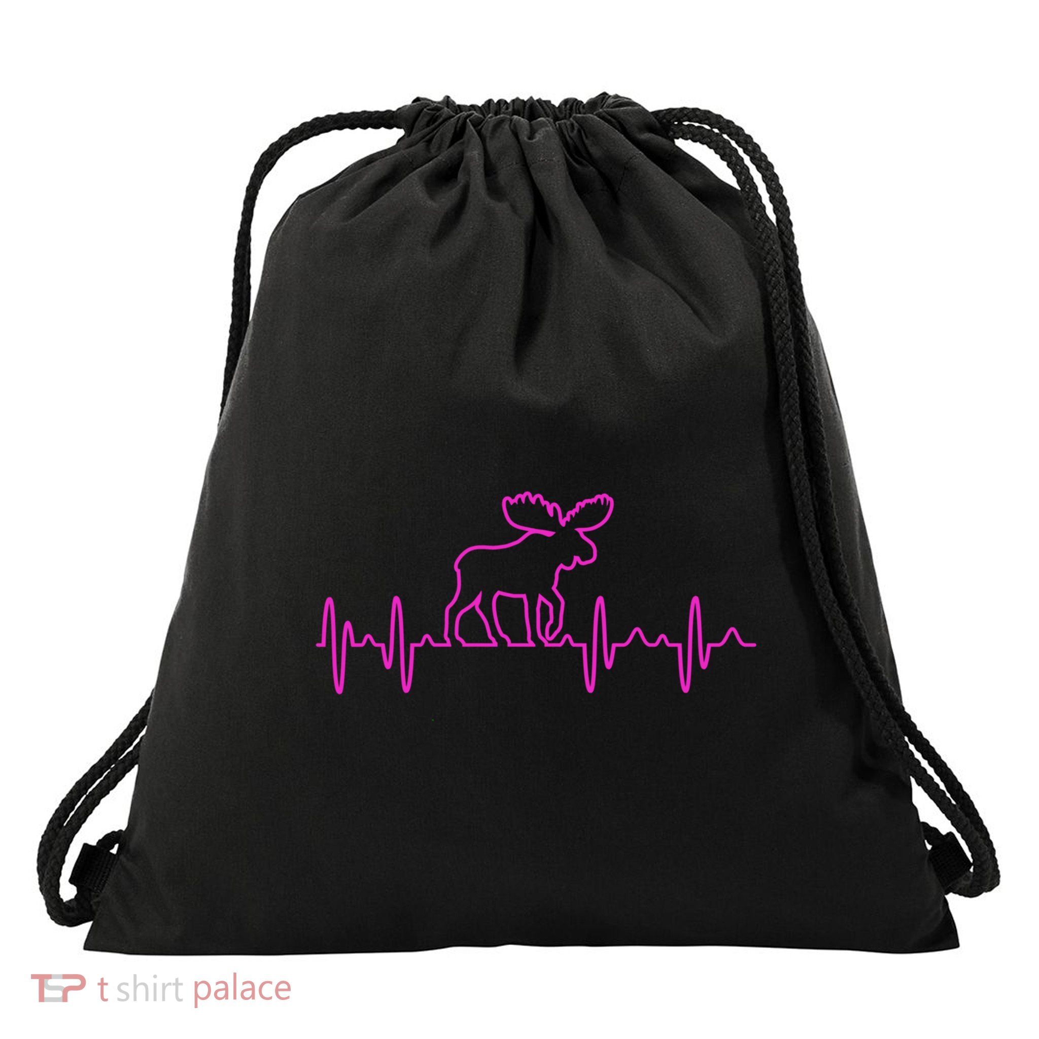 Moose Heartbeat For Moose Lovers Reindeer Stag Antler Gift Drawstring Bag