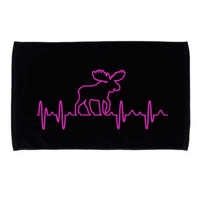 Moose Heartbeat For Moose Lovers Reindeer Stag Antler Gift Microfiber Hand Towel