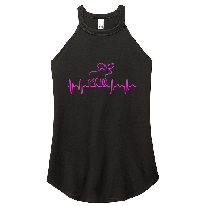Moose Heartbeat For Moose Lovers Reindeer Stag Antler Gift Women's Perfect Tri Rocker Tank